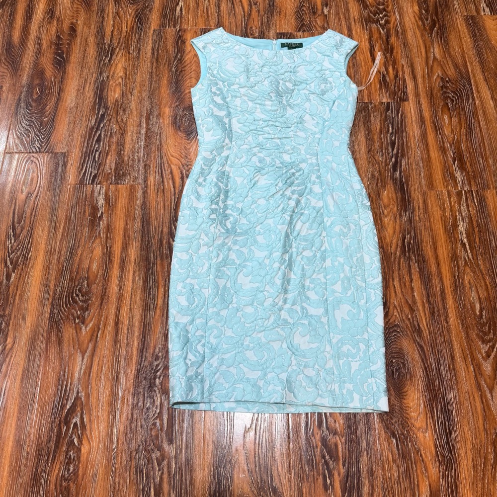 Lauren Ralph Lauren Light Blue Floral Midi Dress sz 4